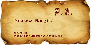 Petrecz Margit névjegykártya
